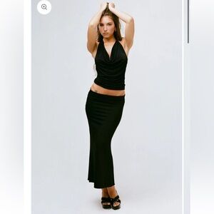 Bella Venice Los Angeles Elsa Black Cowl Neck Halter Top S